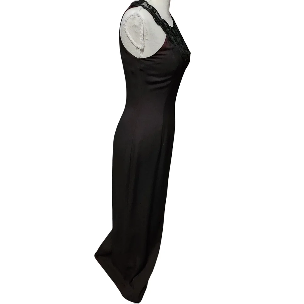 JESSICA MCCLINTOCK Womens Small Black Lace Maxi Dress Whimsigoth Gown Gothic - Picture 8 of 13